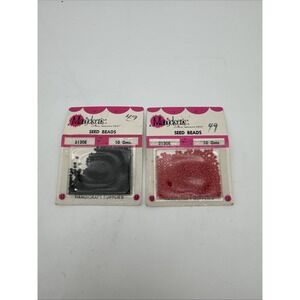 Vintage Mangelsen's Red & Black Seed Beads 2120 E NIP